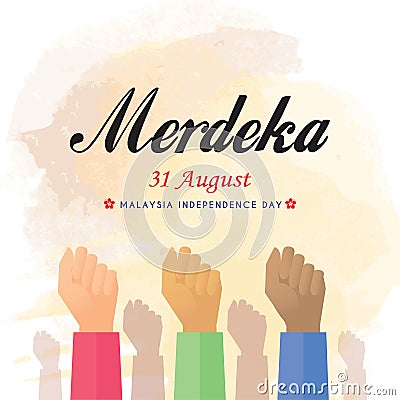 31 August, Malaysia Independence Day, Merdeka! Vector Illustration